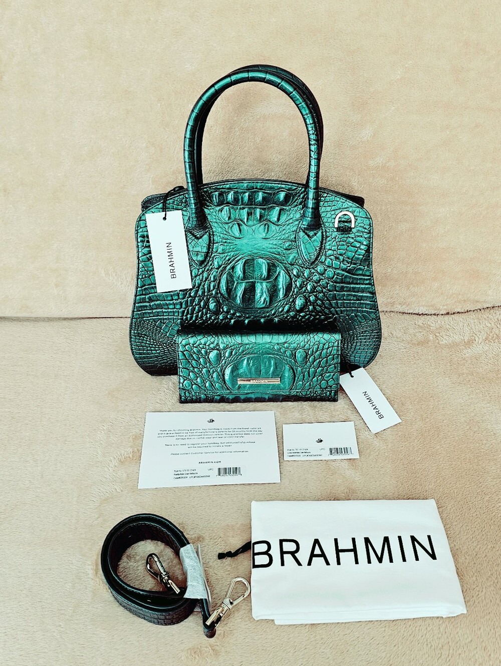 NWT Brahmin MYSTIC GREEN Rosetta w/Cordelia Wallet